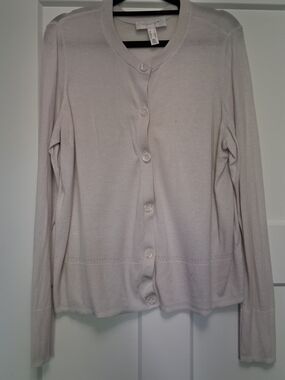 0X Addition Elle Light Knit White  Button-Up Cardigan